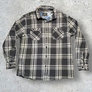 Quiksilver Waterman Flannel Shirt Men’s M Regular Fit Gray Plaid Long Sleeve